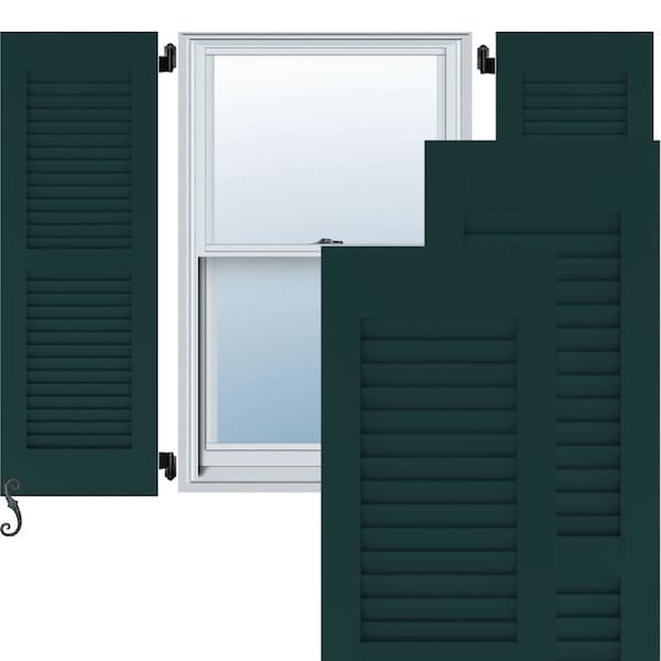 Ekena Millwork 12W x 77H Americraft Two Equal Louver Exterior Real Wood Shutters, Thermal Green, PR RW101LV12X77FGH - main